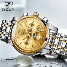 Reloj para hombre, marca de lujo superior, JSDUN 8750, reloj de pulsera mecánico automático para hombre, reloj de mano con correa de acero inoxidable y negocios a la moda